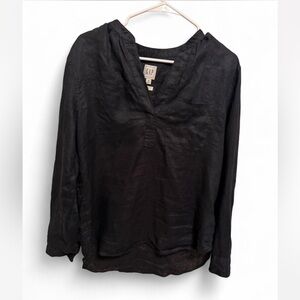 Gap 100% linen Women’s black popover top